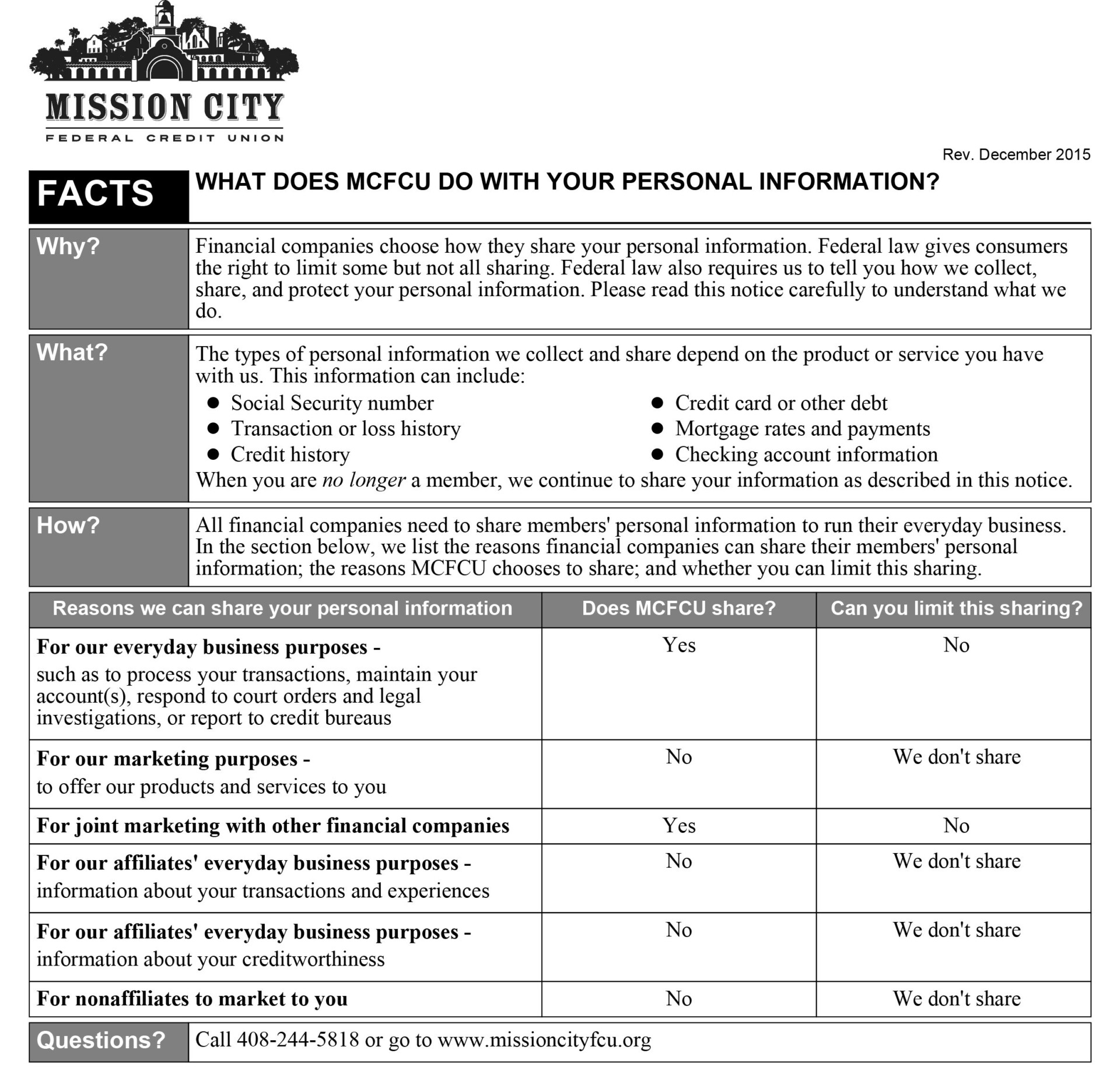 Privacy Disclosure Page 1