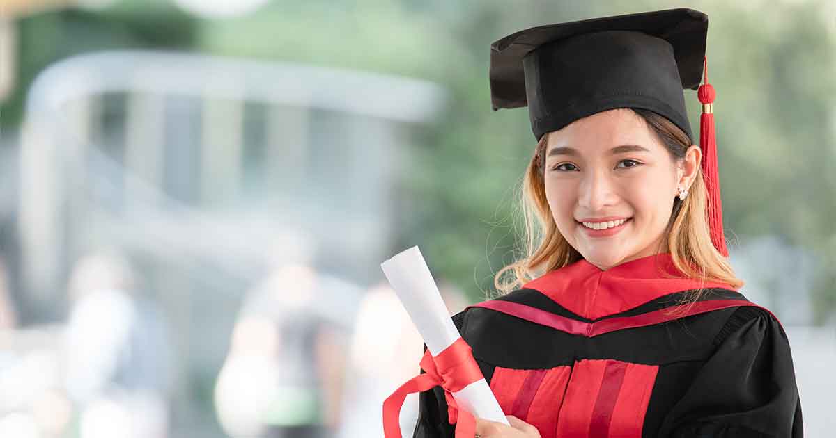 Gradute in Black Cap and Gown